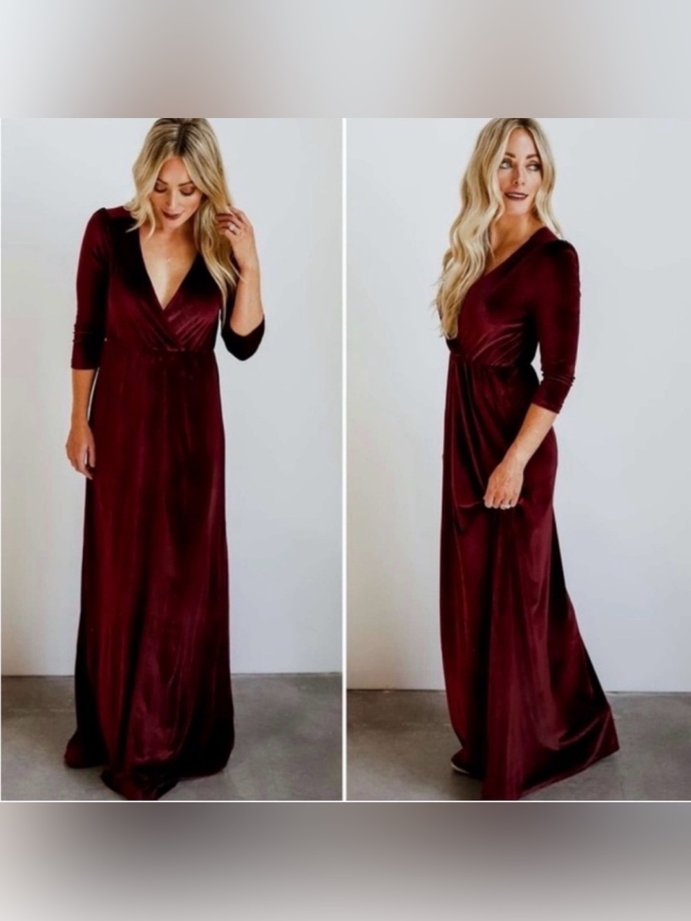 Baltic Born Sofia velvet maxi dress burgundy size S
